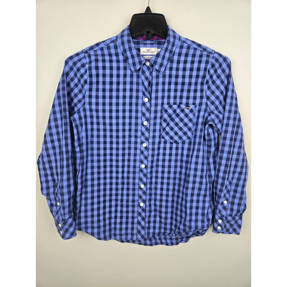 Vineyard Vines Wmns Gingham Button Up Shirt Lng Sleeve Cotton‎ Cashmere size 8